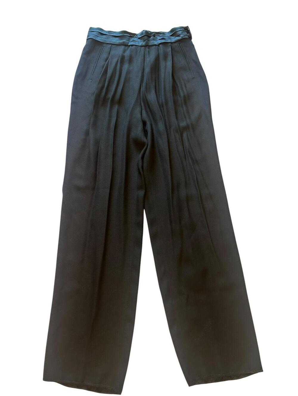 Vintage Louis Féraud Black Satin Wide Leg Trousers